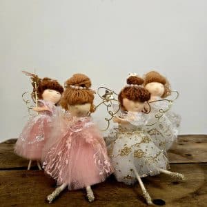 Jule engel med tyldskørt | Hængende | Lyserød