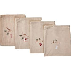 Nøddeposer jul hørfarvet -Engel